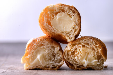croissants with filling in the cut