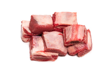 Raw beef ribs isolated on white background.