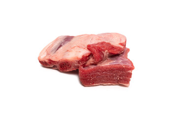 Raw beef ribs isolated on white background.