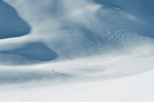 Skiing sign board on snowcapped mountain, Lechtal Alps, Tyrol, Austria