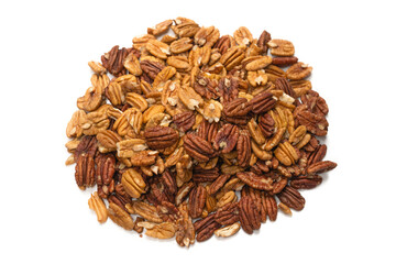 Pecan-nut isolated on white background.