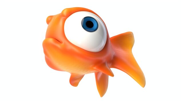 3D render of Cute angry Gold Fish 