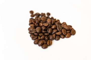 coffee beans on a white background. creative photos. taste and love of coffee