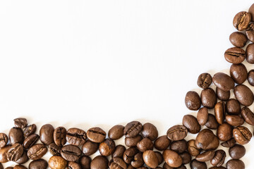 coffee lovers. coffee background. white background with coffee beans for advertisement
