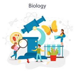 Biology school subject concept. Scientist exploring nature