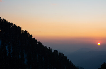 beautiful sunset in the mountains of Mukeshpuri Pakistan