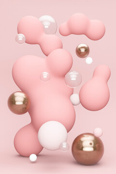 Bubbles against pink background