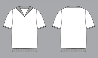 Men's sweatshirt mockup template. Front and back view. Blank white Outline vector illustration. © Ponirh