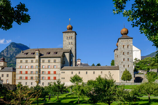 Switzerland, Valais, Brig Glis, Stockalper Palace in summer