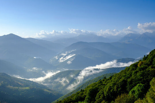 Scenic view of Col d'Aspin pass, France