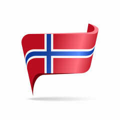 Norwegian flag map pointer layout. Vector illustration.