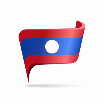 Laotian flag map pointer layout. Vector illustration.