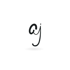 A J AJ initial handwriting logo template. signature logo concept. Hand drawn Calligraphy lettering illustration.