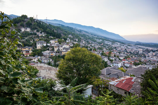 Town by Mali I Gjere mountain at Gjirokaster, Albania