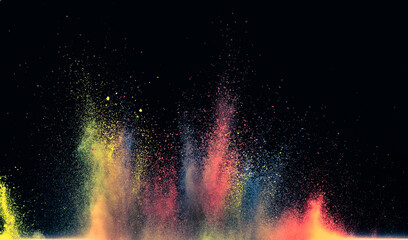 The bright colorful powder explosion