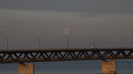 Scanian landscapes under the light of the full moon in the morning in skåne Malmö sweden