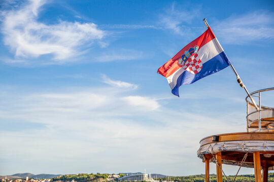 Croatian flag on boat