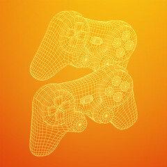 Game controller or gamepad for videogames. Wireframe low poly mesh vector illustration.