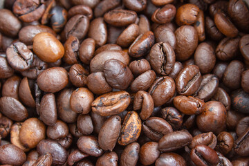 A scattering of coffee beans, texture