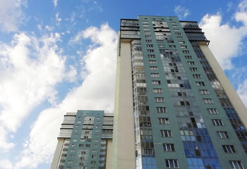 Yekaterinburg, Russia -01.05.2021: Modern residential high-rise buildings in Russia. Real estate...