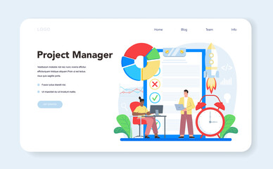 Project management web banner or landing page. Successful strategy