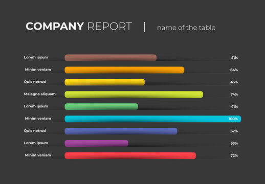 Horizontal Chart Table Layout with Dark Background