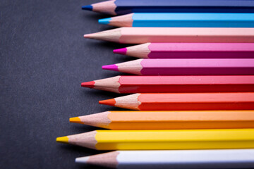 Colorful Pencil Set on Black background