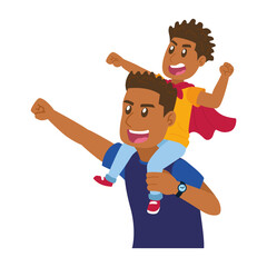 Happy dad playing with his hero son