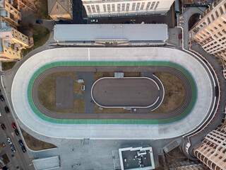 Cycling track. Aerial photo. Kyiv Ukraine.