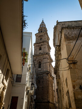 Church of Saint Mary of Suffrage against clear sky at Apulia during dusk, Italy