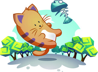 Cute cat cartoon vector illustration