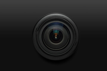 professional camera lens on black - 431986751