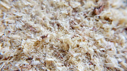 Closeup of wood shreds and saw dust.