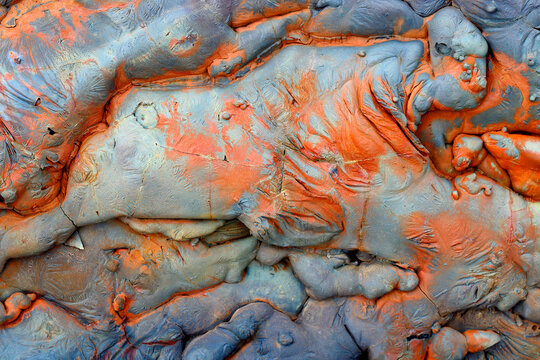 Blood red mineral laden water in the Rio Tinto river in the Minas de Riotinto mining area, Huelva province, Spain