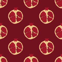 
seamless pattern with pomegranate pepper on red background