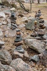 zen stack of rocks stones in dark forest a symbol of harmony and balance