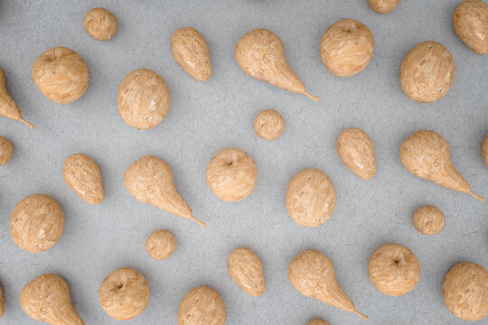Three dimensional render of wooden fruits
