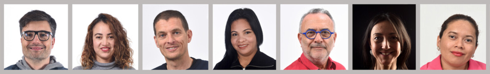 line of a mosaic of real people