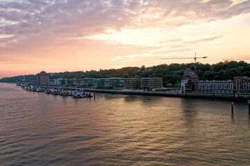 Sailing at the sunset on the River Elbe - Hamburg