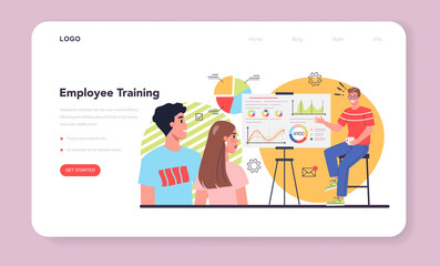 Staff training web banner or landing page. Business personnel