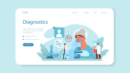 Allergist web banner or landing page. Disease with allergy symptom
