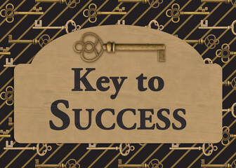 Key to Success sign with gold keys