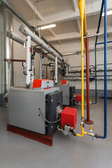 Gas boilers in gas boiler room