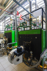 Gas boilers in gas boiler room