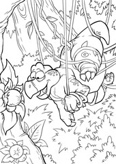 Coloring book for children with a dinosaur