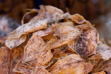Dried Squid One of the dried seafood dishes, and blurred the background.