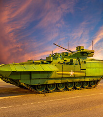 Russian modern weapons at night against the sky, Russia