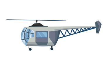 Helicopter cartoon aviation. Avia transportation with propeller isolated on white.  copter aircraft rotor plane cargo. Civil or army military transport helicopter