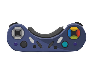 Joystick. Cartoon video game console. Entertainment play technology. Gamepad  icon. Game-play console isolated on white background