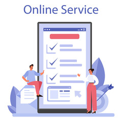 Secretary online service or platform. Receptionist answering calls